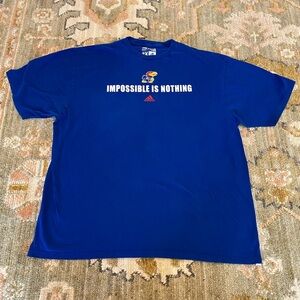 Kansas Jayhawks Adidas Impossible Is Nothing Shirt Color Blue Size XXL